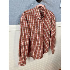 Tommy Hilfiger Men's Plaid Button-Down Long Sleeve Shirt Black, Red and White